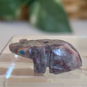 Native American Zuni Carved Frog Fetish Bead Turquoise Eyes Animal Drilled .9"